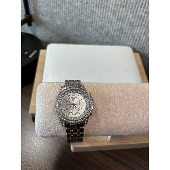 Women's NY&C Chronograph Watch Silver-Tone Stainless Steel Crystal-Accented Beze - Picture 7 of 7
